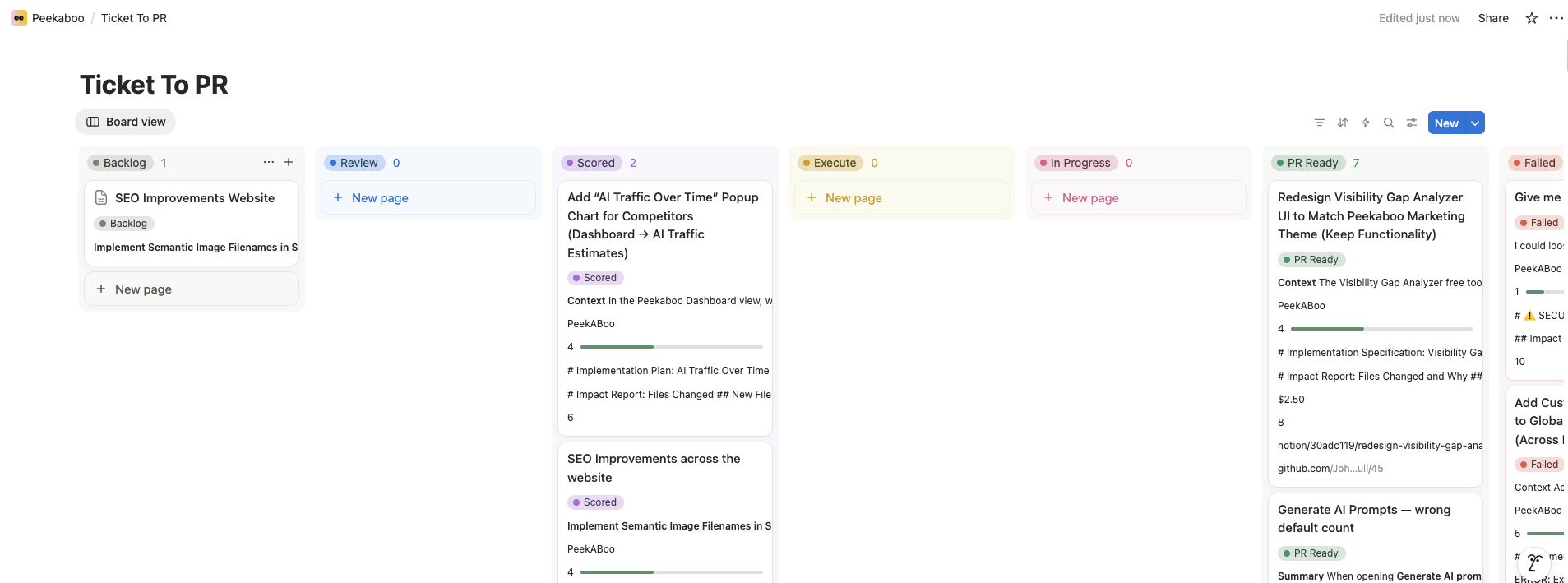 TicketToPR Notion Board